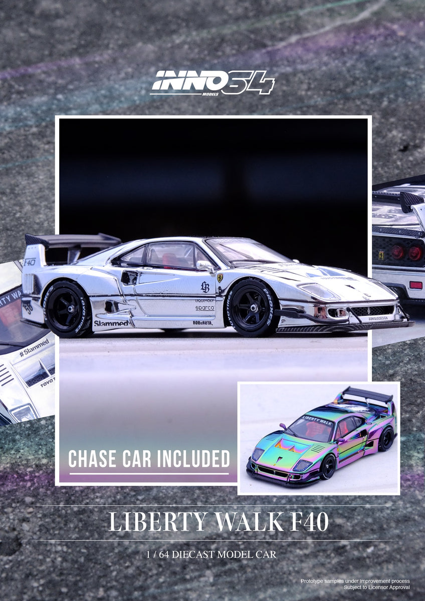 Chase! Inno64 1:64 Ferrari F40 Chrome Silver LBWK Hobby Expo