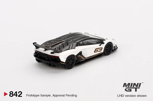 Mini GT 1:64 Lamborghini Aventador SVJ 63 – Bianco Asopo