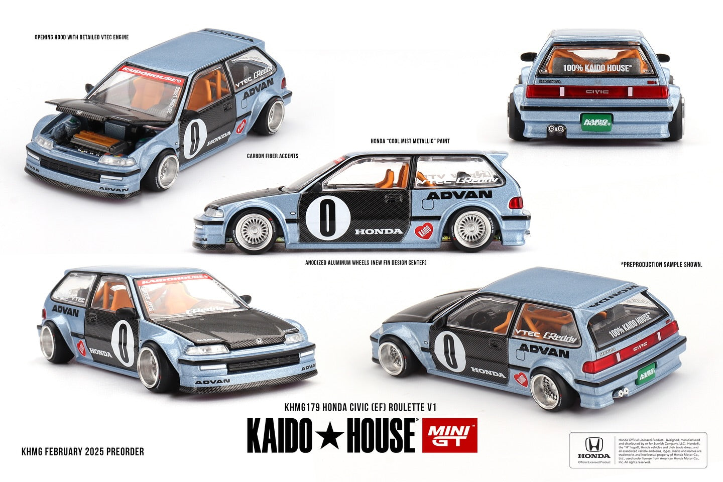 Kaido House x Mini GT 1:64 HONDA CIVIC (EF) ROULETTE V1