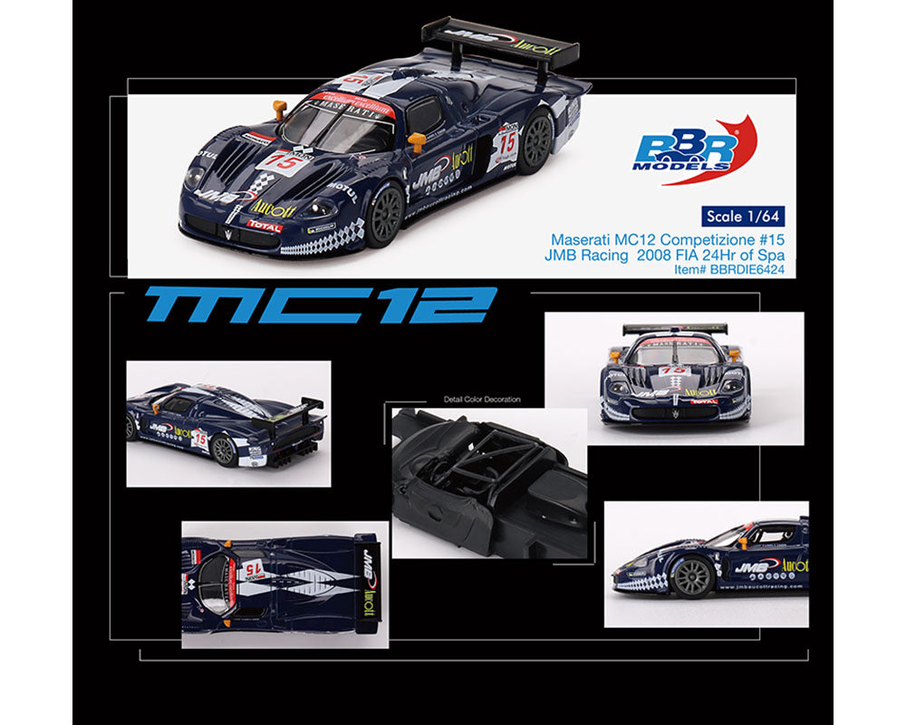 (Preorder) BBR Models 1:64 Maserati MC12 Competizione #15 JMB Racing 2008  FIA 24Hr of Spa