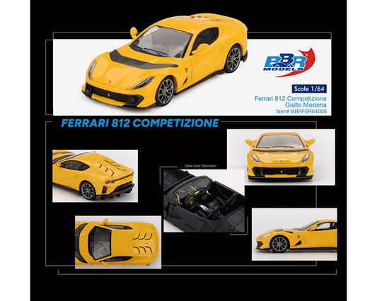 BBR Models 1:64 Ferrari 812 Competizone Giallo Modena- Yellow