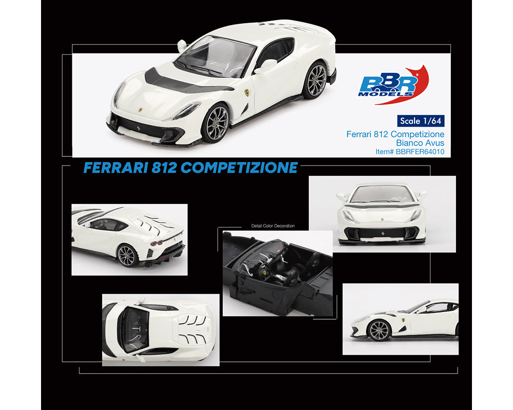 BBR Models 1:64 Ferrari 812 Competizone Bianco Avus – White