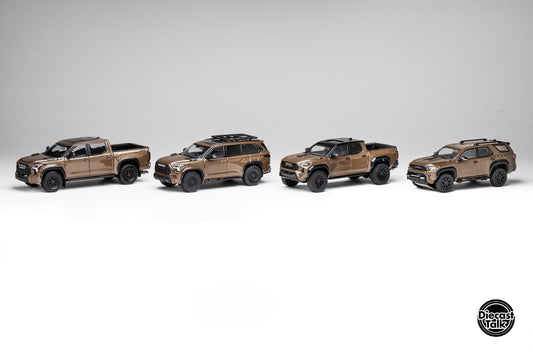 DiecastTalk GCD 1/64 Toyota TRD PRO 4-Cars Set Mudbath Color