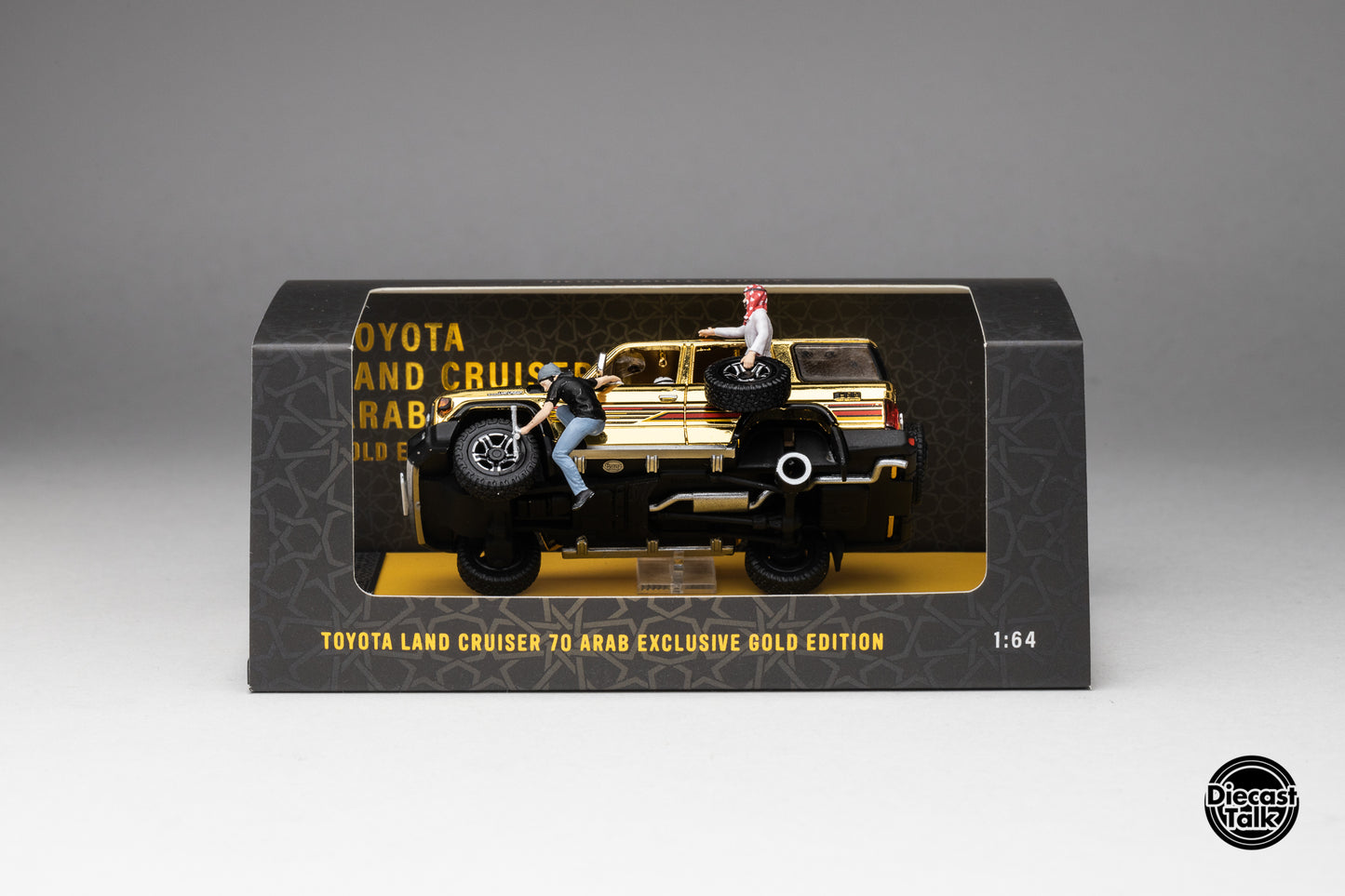 DiecastTalk MDX Exclusive 1/64 Toyota Land Cruiser 70 Arab Gold Edition