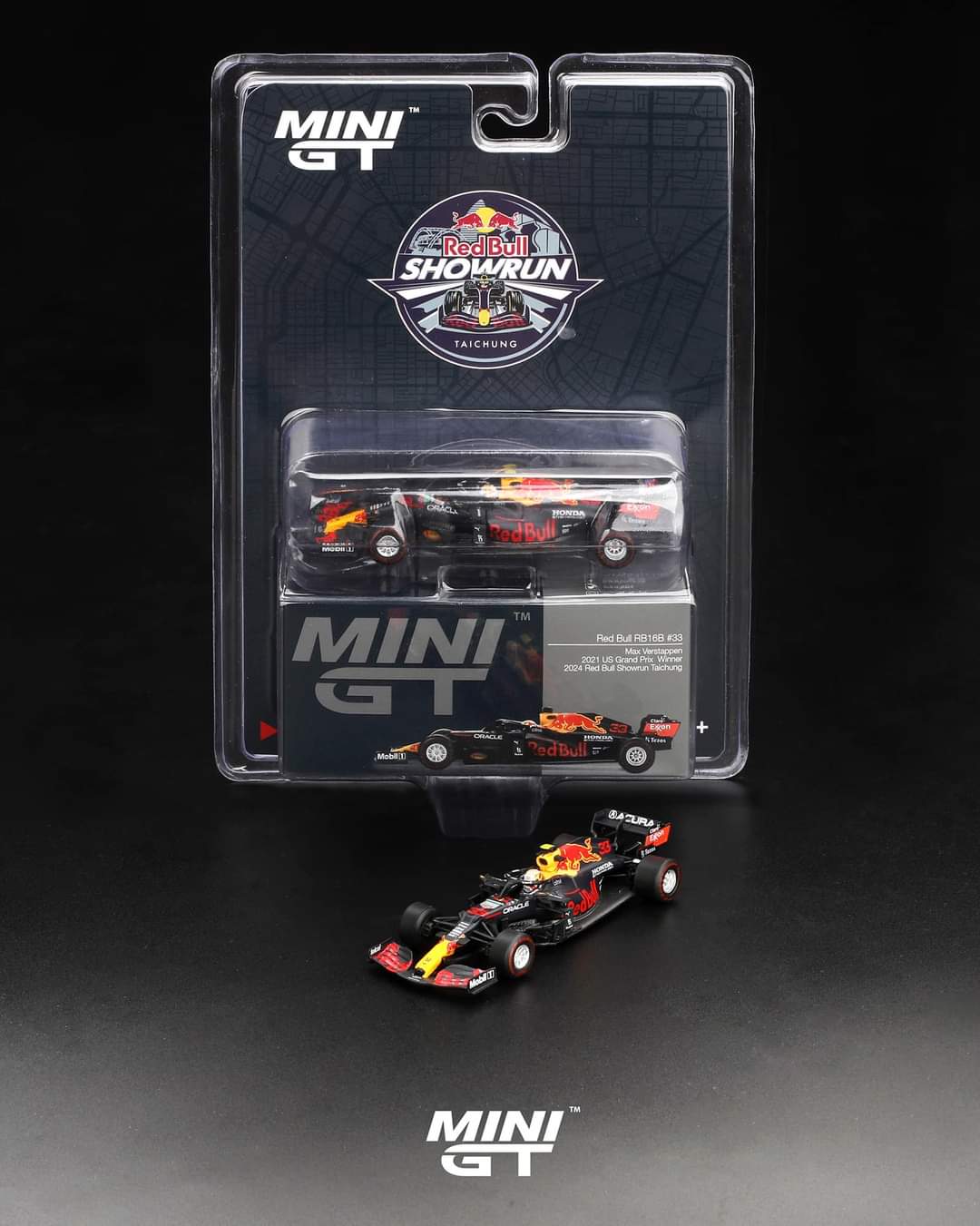 MiniGT 1/64 Red Bull RB16B #33 Max Verstappen 2021 US Grand Prix Winner | 2024 Red Bull Showrun Taichung Exclusive