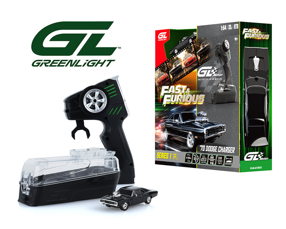 Greenlight Motion 1:64 RC The Fast & The Furious 1970 Dodge Charger “Dom’s Charger” Combo Set