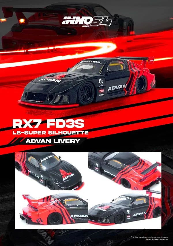 INNO64 1/64 LBWK RX7 (FD3S) LB-SUPER SILHOUETTE Advan Livery INNO64 1/64 LBWK RX7 (FD3S) LB-SUPER SILHOUETTE Advan Livery