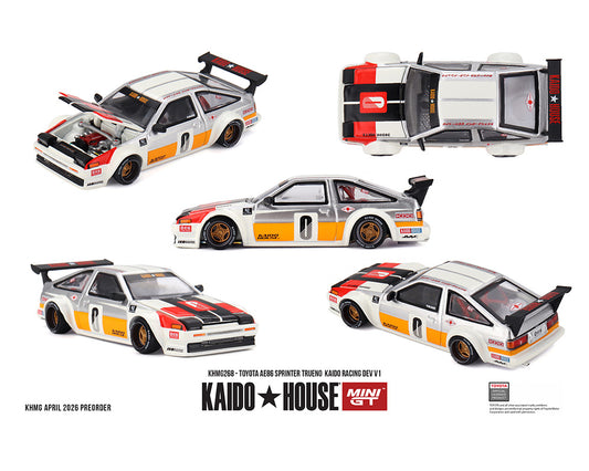 Kaido House x Mini GT 1:64 Toyota AE86 Sprinter Trueno Kaido Racing Dev V1 – White