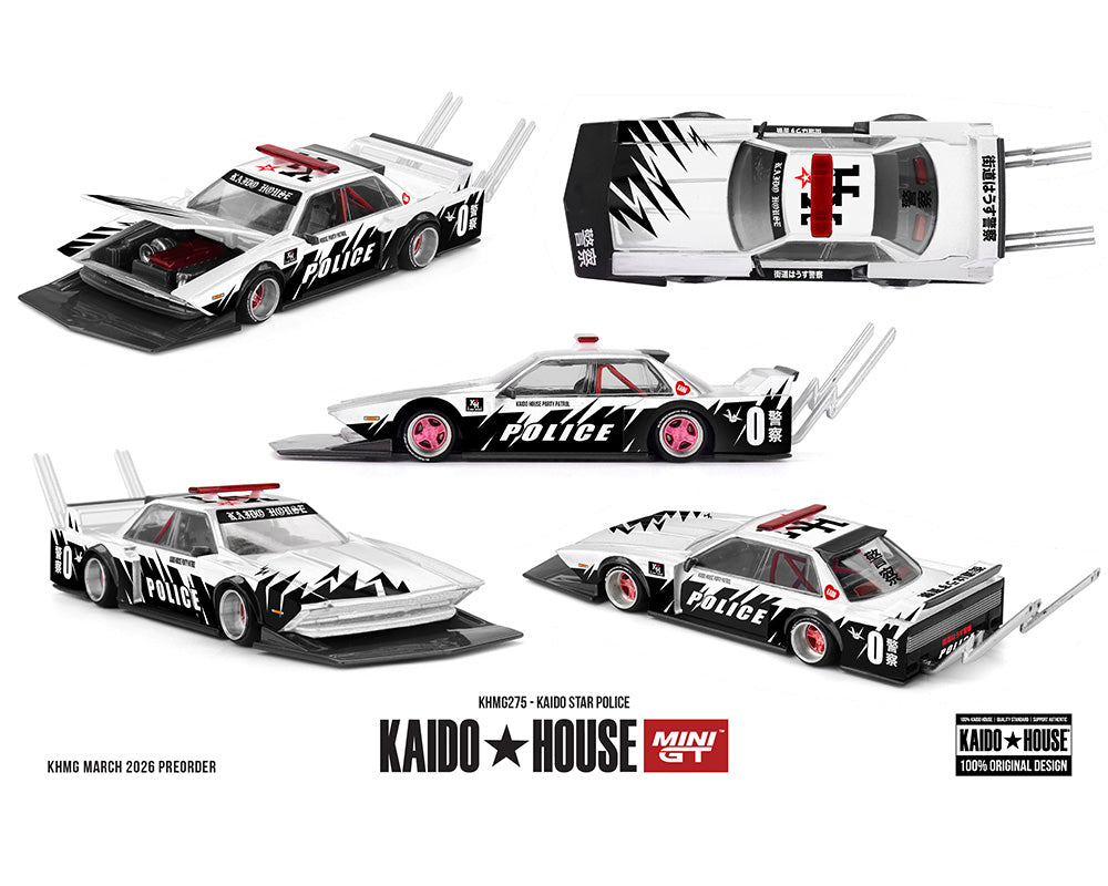 KAIDO HOUSE 街道ハウス MINI GT POLICE 街道レーサー Kaido House x Mini GT 1:64 Kaido Star Police – White – Limited