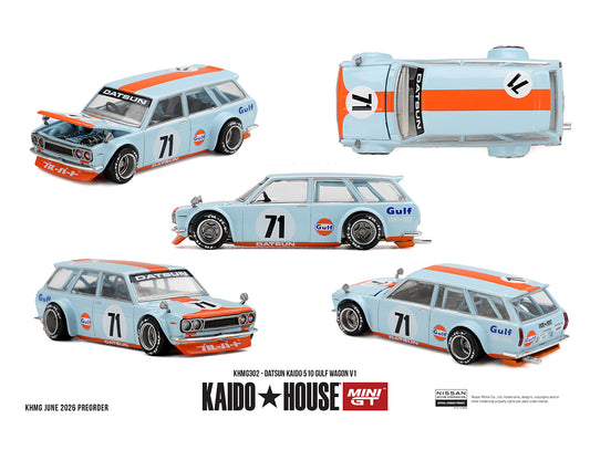 Kaido House x Mini GT 1:64 Datsun KAIDO 510 GULF Wagon V1 – Limited Edition