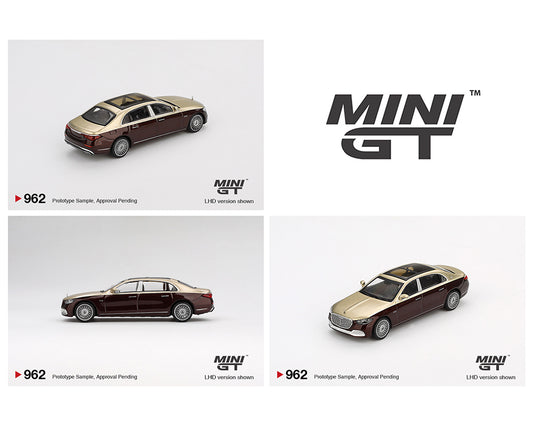 Mini GT 1:64 Mercedes-Maybach S680 – Gold / Dark Red Metallic