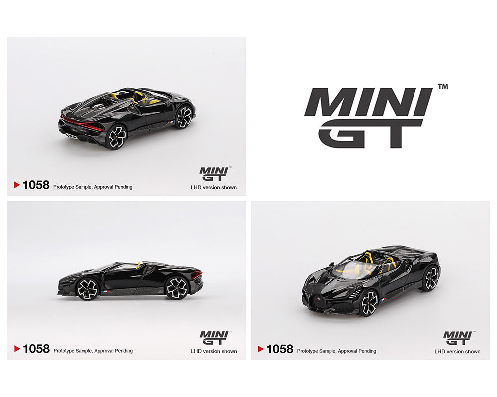(Preorder) Mini GT 1:64 Bugatti W16 – Mistral Black