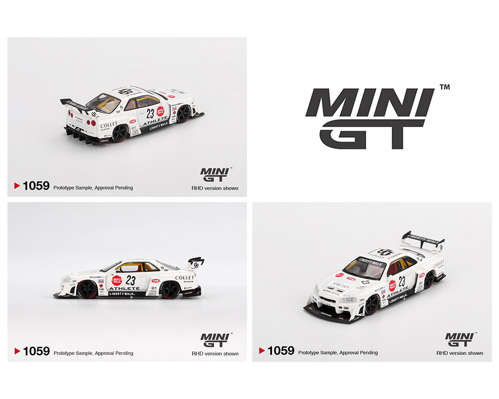Mini GT 1:64 Nissan LB-ER34 Super Silhouette ATHLETE/COLLET – White