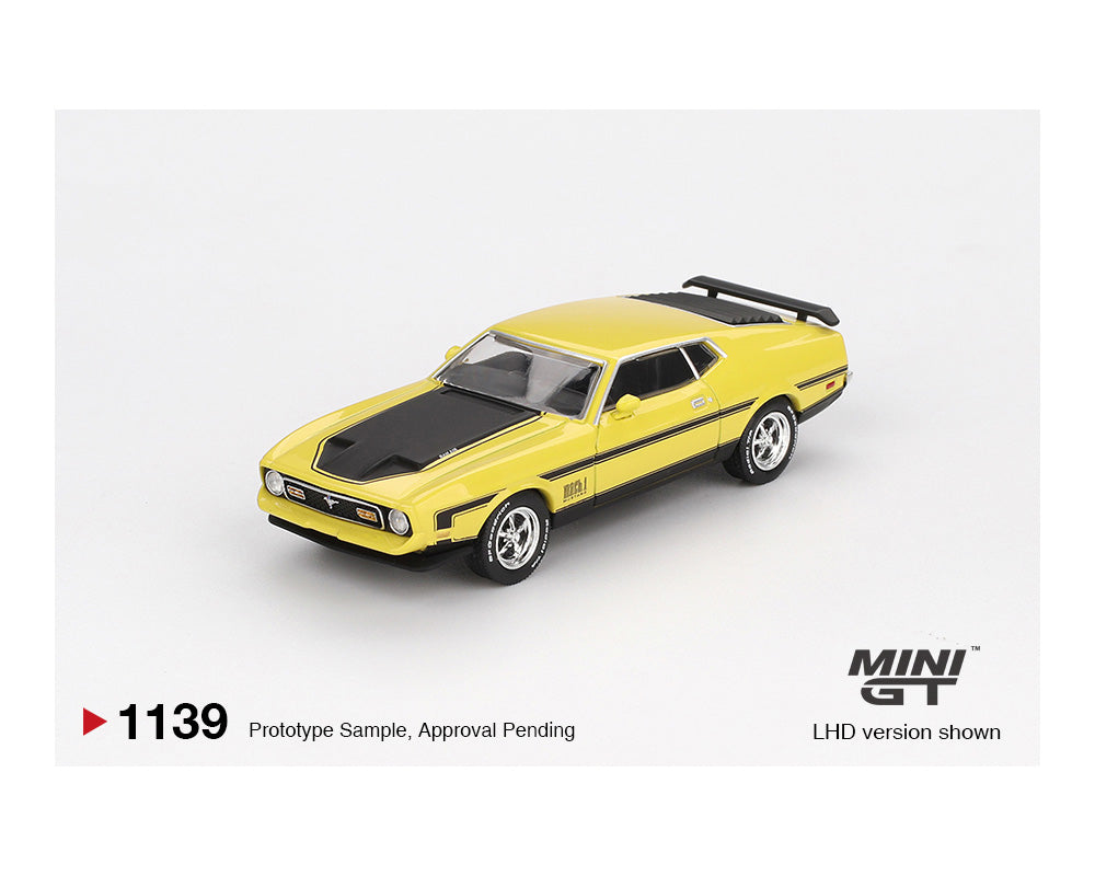 Ford Yellow Mustang 限定版 1/50 Mini GT 1:64 Ford Mustang Mach1 – Grabber Yellow – DiecastTalk