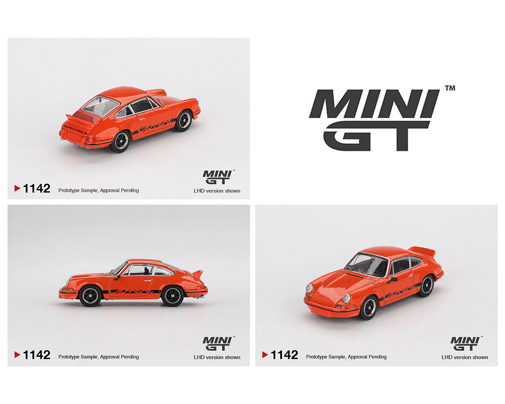 Mini GT 1:64 Porsche 911 Carrera RS 2.7 – Tangerine with Black Livery