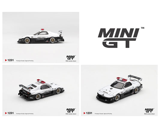 Mini GT 1:64 MAZDA RX-7 LB-Super Silhouette Police – White – Limited Edition