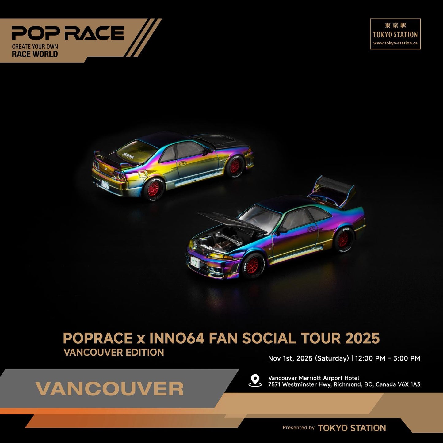 POPRACE 1/64 Nissan SKYLINE GT-R R33 Magic Chrome VANCOUVER Edition