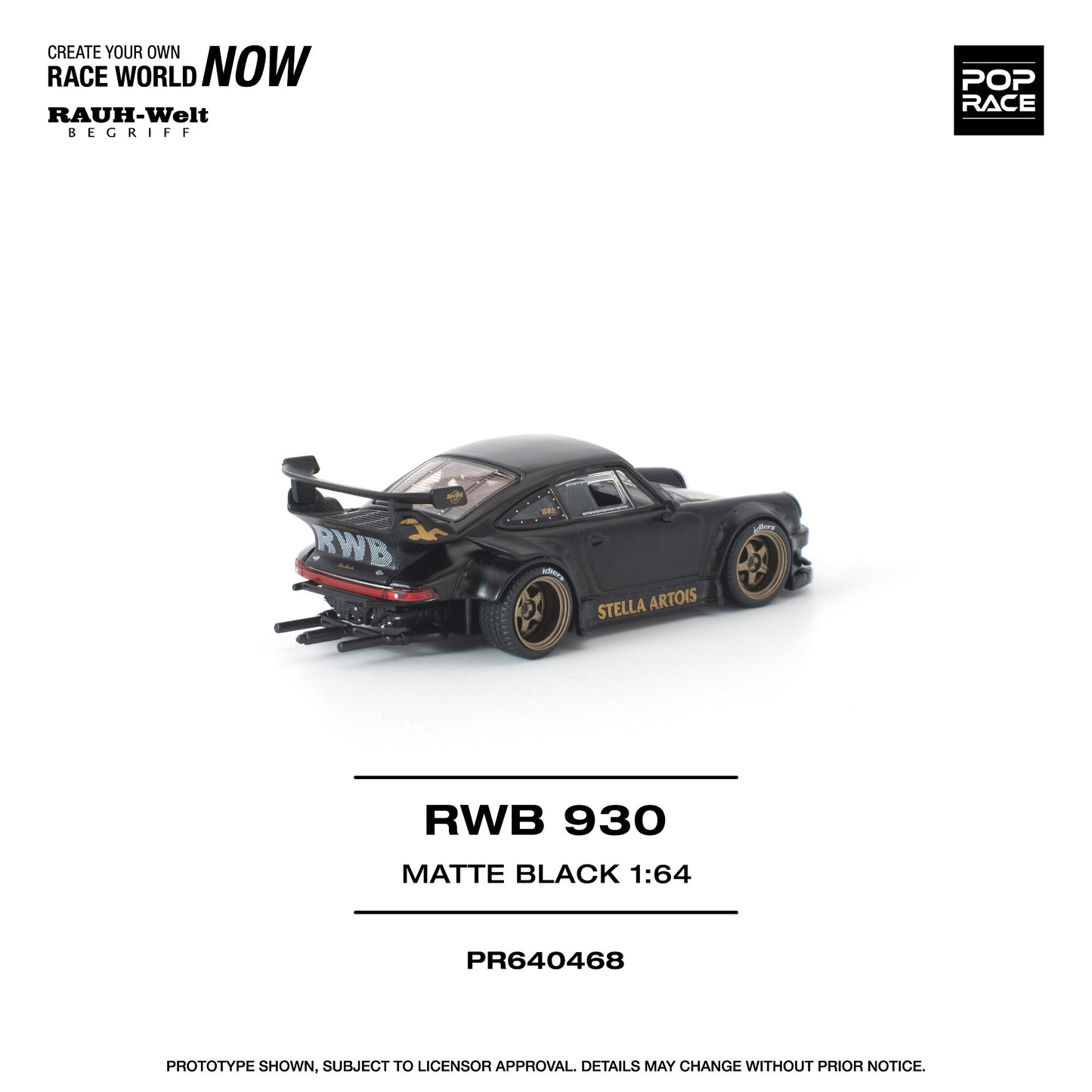 POPRACE 1/64 RWB 930 MATTE BLACK "STELLA ARTOIS" NEW TOOLING