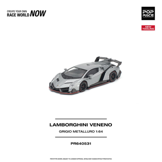 POPRACE 1/64 LAMBORGHINI VENENO GRIGIO METALLURO NEW TOOLING