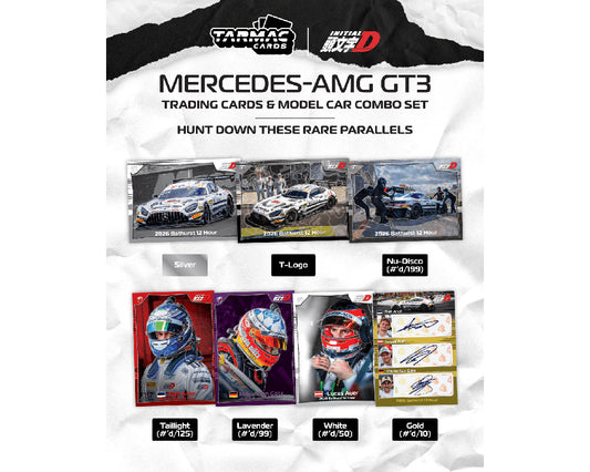 Tarmac Works 1:64 Mercedes-AMG GT3 Bathurst 12h 2026 Craft-Bamboo Racing Ralf Aron / Lucas Auer / Maximilian Götz Model Car + Trading Cards Combo Set- Hobby64