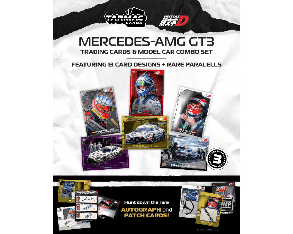 Tarmac Works 1:64 Mercedes-AMG GT3 Bathurst 12h 2026 Craft-Bamboo Racing Ralf Aron / Lucas Auer / Maximilian Götz Model Car + Trading Cards Combo Set- Hobby64