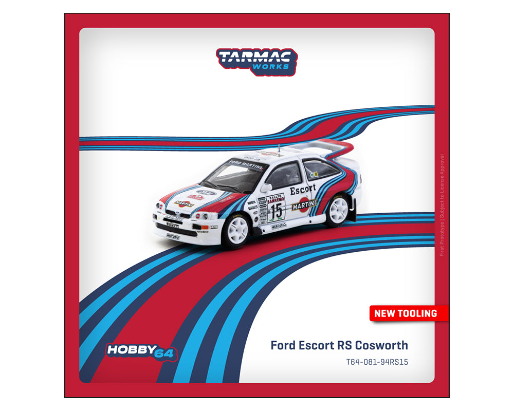 (Preorder) Tarmac Works 1:64 Ford Escort RS Cosworth WRC Rallye Sanremo 1994 – Malcolm Wilson / Bryan Thomas