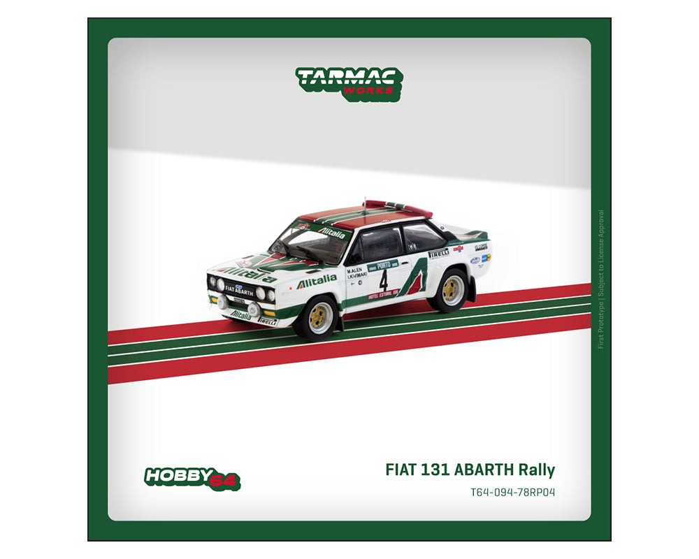 (Preorder) Tarmac Works 1:64 FIAT 131 ABARTH Rally Rallye de Portugal – Vinho do Porto 1978 Winner Markku Alén / Ilkka Kivimäki
