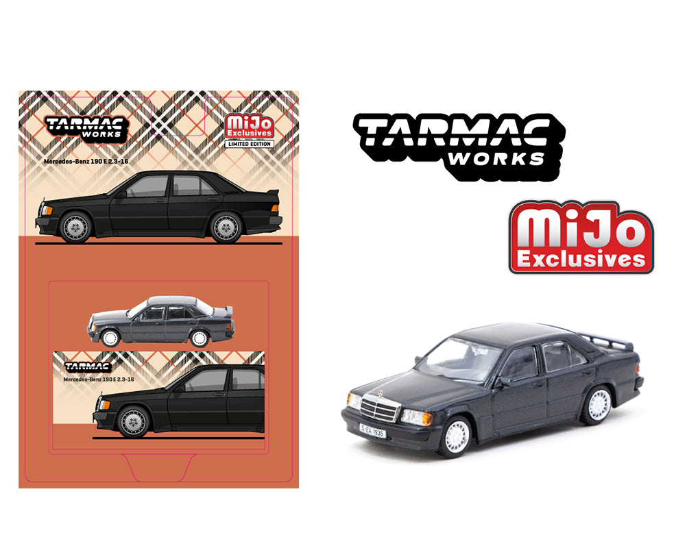 (Preorder) Tarmac Works 1:64 Mercedes-Benz 190 E 2.3-16 – Blue/Black Metallic – Global64 – MiJo Exclusives Limited Edition