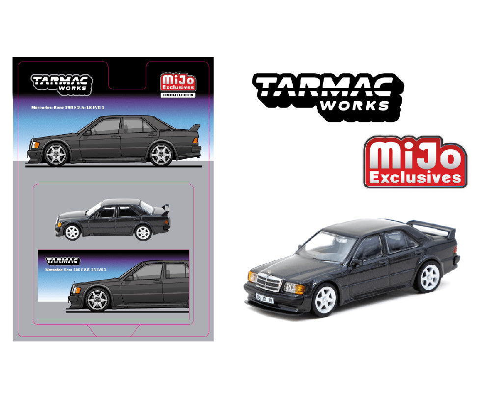 Tarmac Works 1:64 Mercedes-Benz 190 E 2.5-16 EVO 1 – Black – Global64 MiJo Exclusives Limited Edition