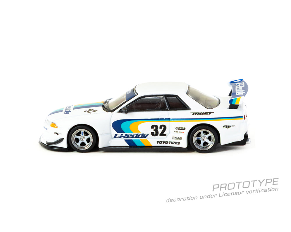 (Preorder) Tarmac Works 1:64 Nissan Skyline GT-R (R32) Widebody Jonsibal Designworks & Greddy Special Limited Edition -White – Mijo Exclusive