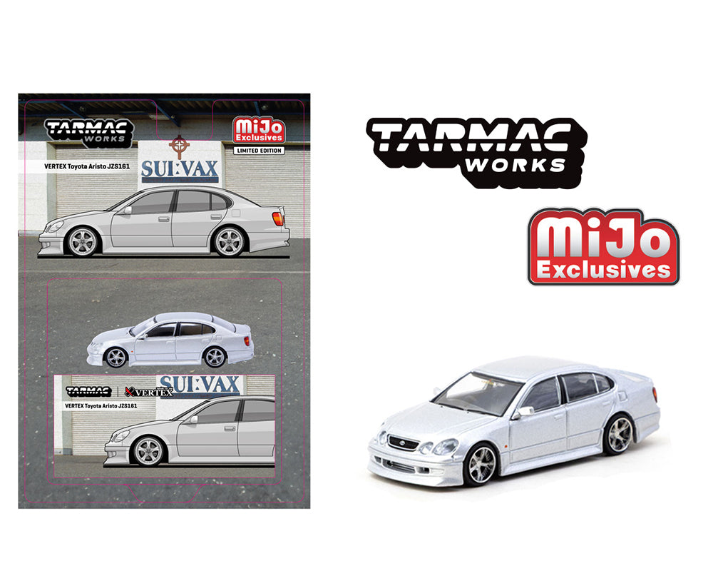 Tarmac Works 1:64 VERTEX Toyota Aristo JZS161 – Silver – Global64 – MiJo Exclusives