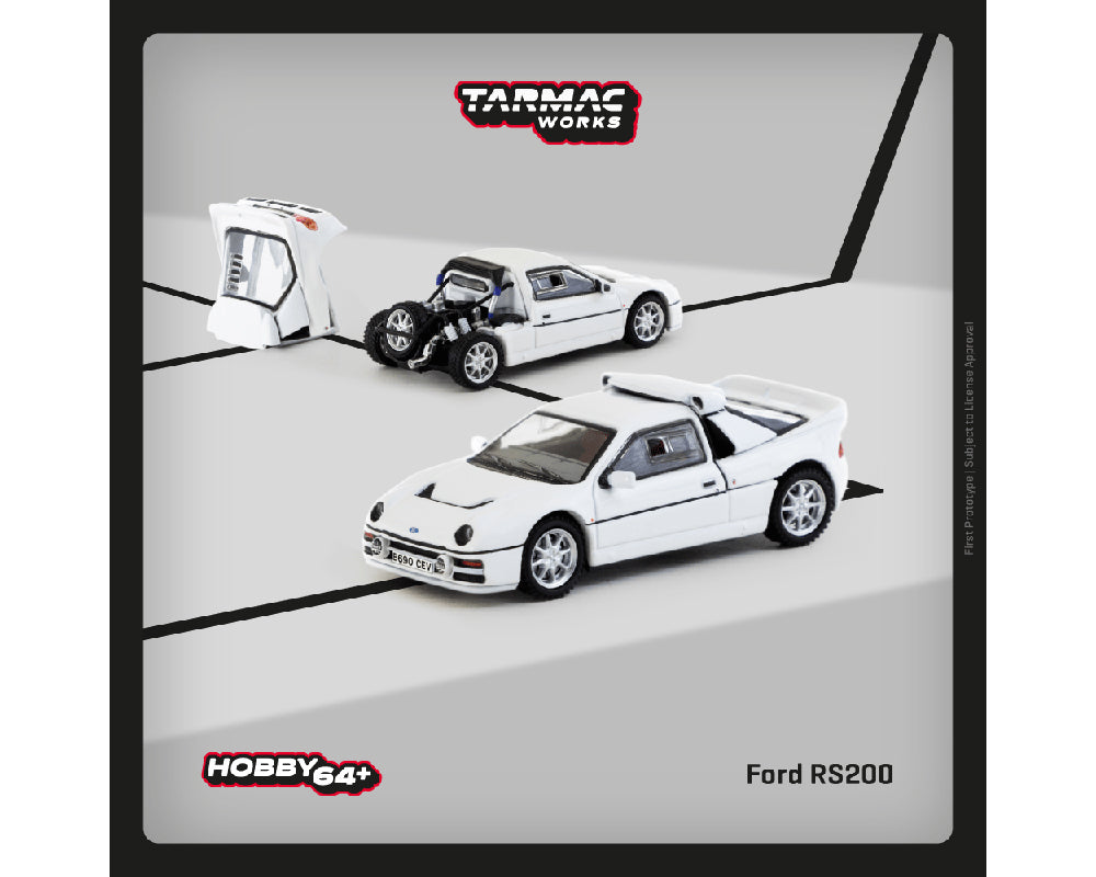 Tarmac Works 1:64 Ford RS200 – White – Hobby64+