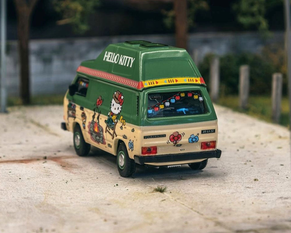 Tarmac Works 1:64 Schuco Volkswagen T3 Camper Van Hello Kitty – Beige Green – Collab64