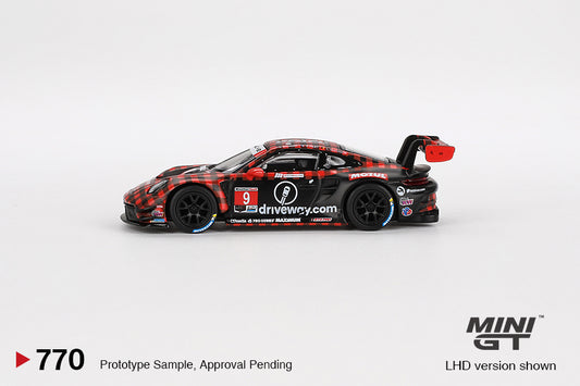 Mini GT 1:64 Porsche 911 GT3 R #9 GTD PRO Pfaff Motorsports IMSA 2023 Sebring 12 Hrs. Winner
