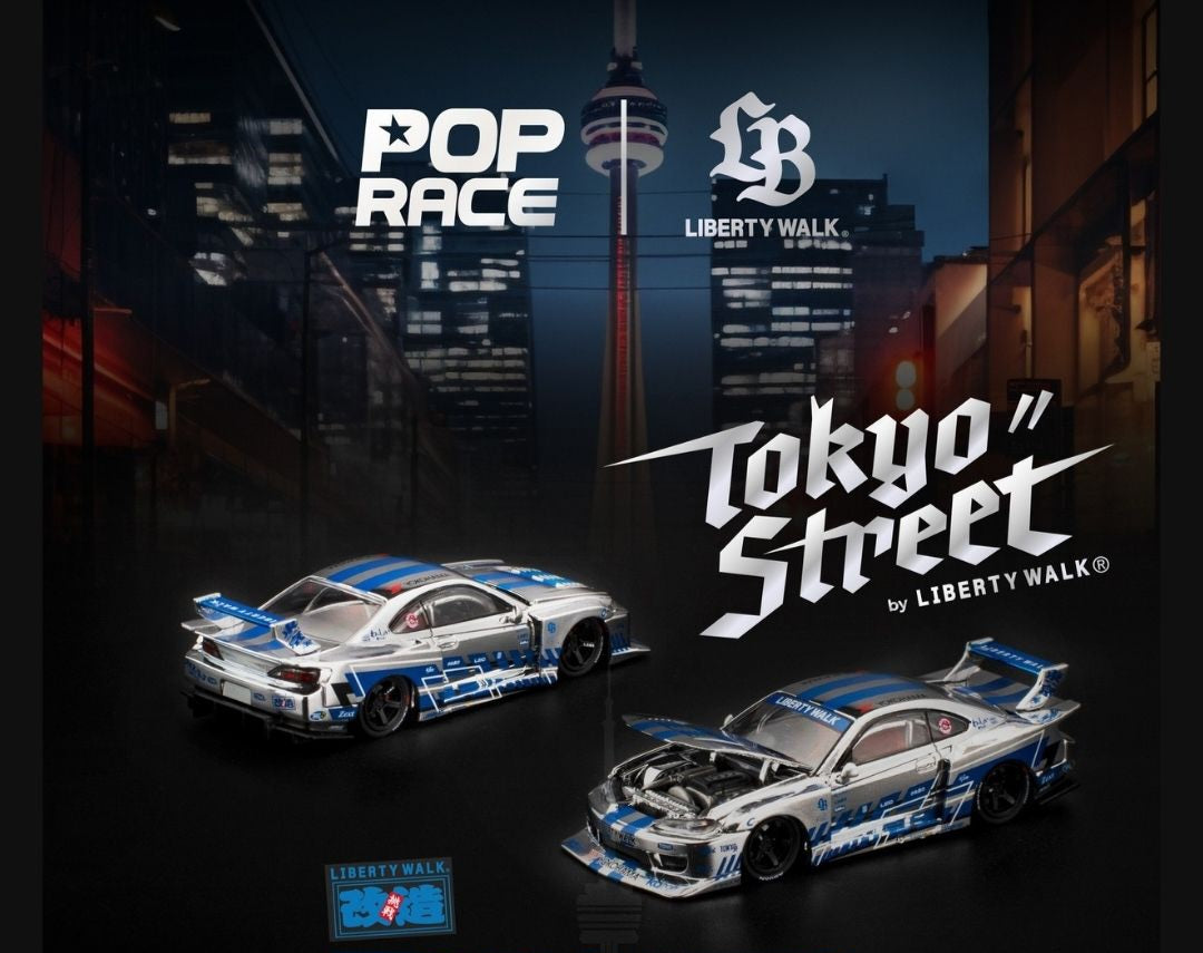 Poprace 1/64 LBWK Nissan S15 Silvia Silhouette Chrome Los Angeles Pop