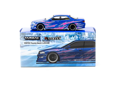 Tarmac Works 1/64 VERTEX Toyota Mark II JZX100 Blue Metallic