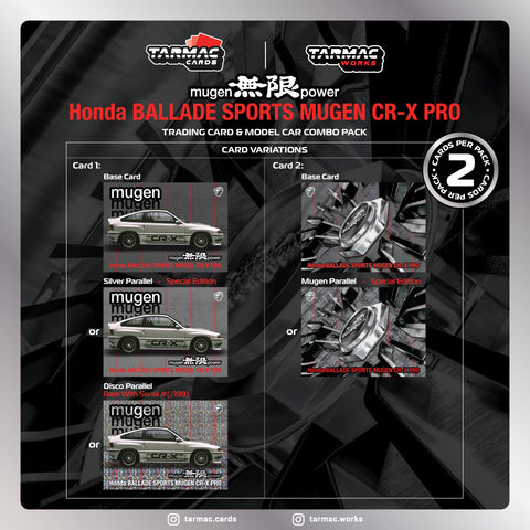 Tarmac Works 1/64 HONDA Ballade Sports MUGEN CR-X PRO Silver with Tarmac Cards - GLOBAL64