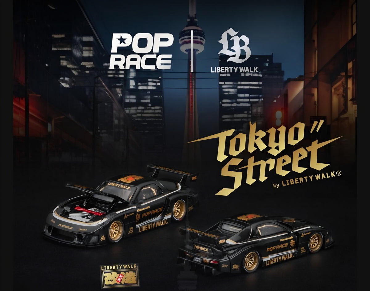 Poprace 1/64 LBWK Mazda RX-7 black Los Angeles Pop