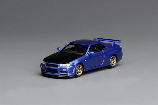 MotorHelix 1/64 Nissan Skyline GT-R R34 V-SPEC II CUSTOMIZED BAYSIDE BLUE