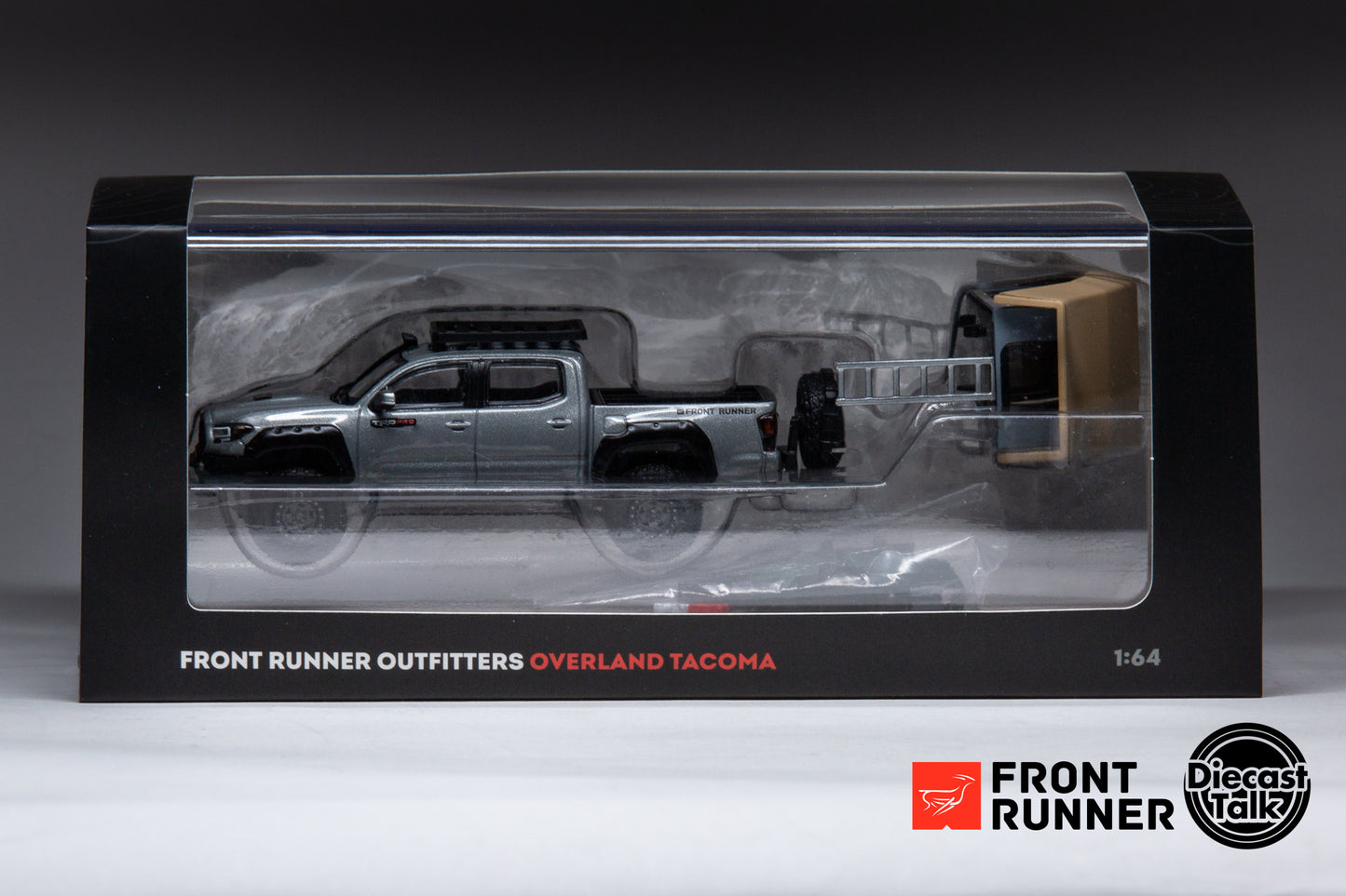 DiecastTalk x Front Runner 1/64 Toyota Tacoma TRD PRO Overland Cement Grey Ltd 804pcs