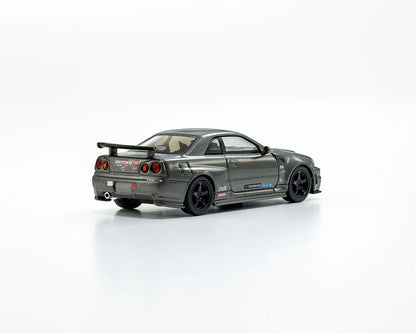 Kyosho 1:64 Nissan Skyline GT-R (NISMO BNR34 CRS Version) with MOTN LED Base Compatible – Gray