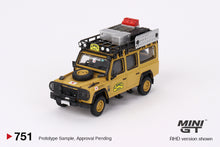 Load image into Gallery viewer, (Preorder) Mini GT 1:64 Land Rover Defender 110 1989 Camel Trophy Amazon Team Japan – MiJo Exclusives