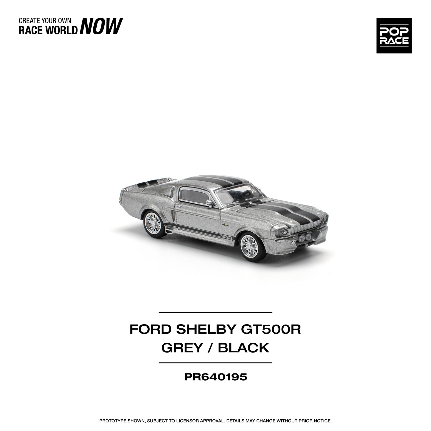 POPRACE 1/64 Ford 1967 SHELBY MUSTANG GT500 GREY/BLACK