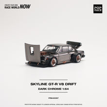 Load image into Gallery viewer, POPRACE 1/64 Nissan SKYLINE GT-R V8 DRIFT (HAKOSUKA) Black Chrome