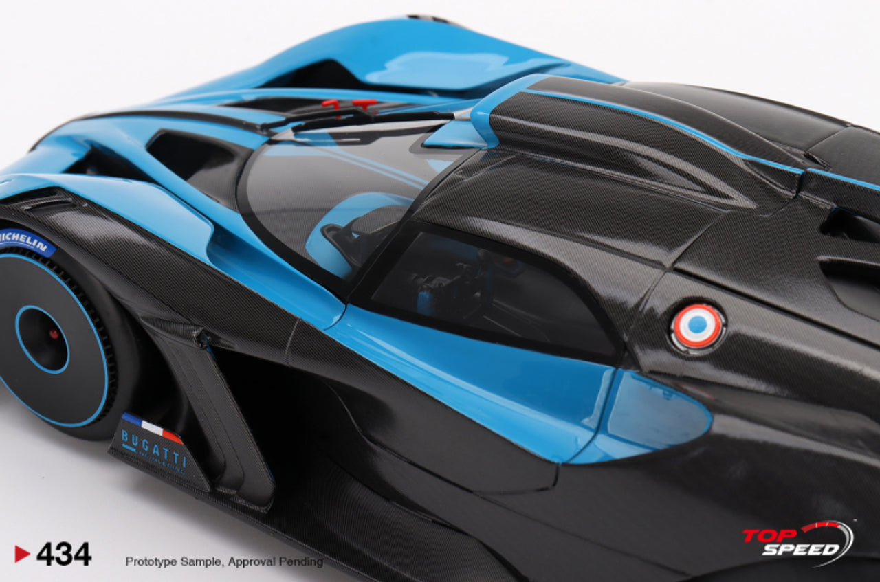 Top Speed 1:18 Bugatti Bolide Blue Carbon Launch Version