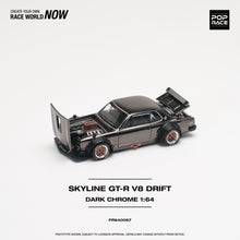 Load image into Gallery viewer, POPRACE 1/64 Nissan SKYLINE GT-R V8 DRIFT (HAKOSUKA) Black Chrome