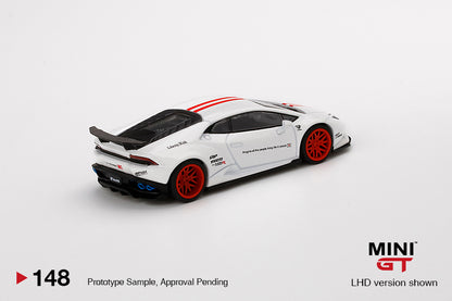 MINI GT 1:64 LB★WORKS Lamborghini Huracán ver. 1 White w/ Red Stripe #148