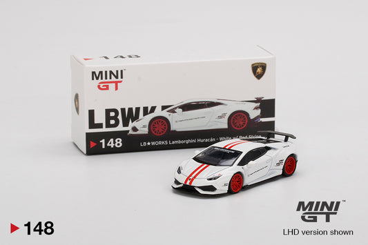 MINI GT 1:64 LB★WORKS Lamborghini Huracán ver. 1 White w/ Red Stripe #148
