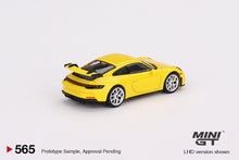 Load image into Gallery viewer, Mini GT 1:64 Porsche 911 (992) GT3 – Racing Yellow – Mijo Exclusives