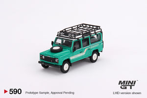 Mini GT 1:64 1985 Land Rover Defender 110 Station Wagon – Trident Green – LHD – MiJo Exclusives
